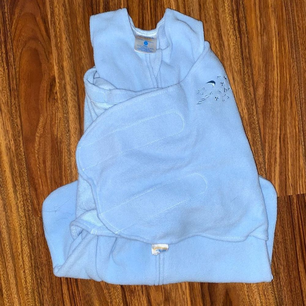 Halo Sleep Sack Blue Fleece Velcro Swaddle Baby Size Small